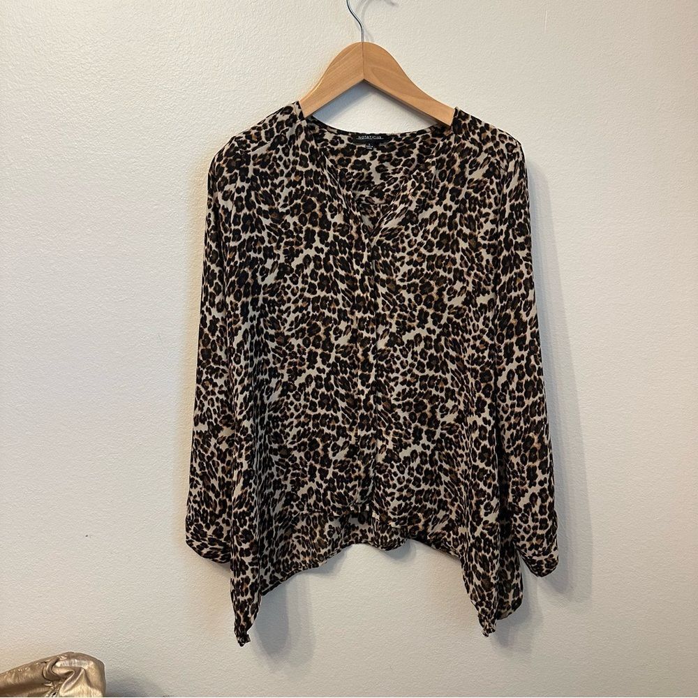 Notations Animal Print Blouse - Black and Brown